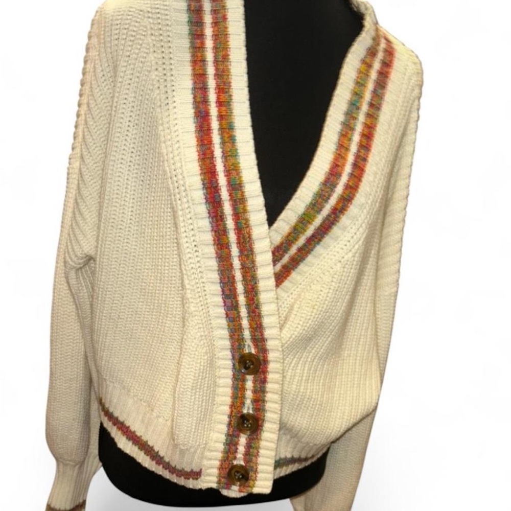 Urban Outfitters Cream Cardigan with Multicolor Accents